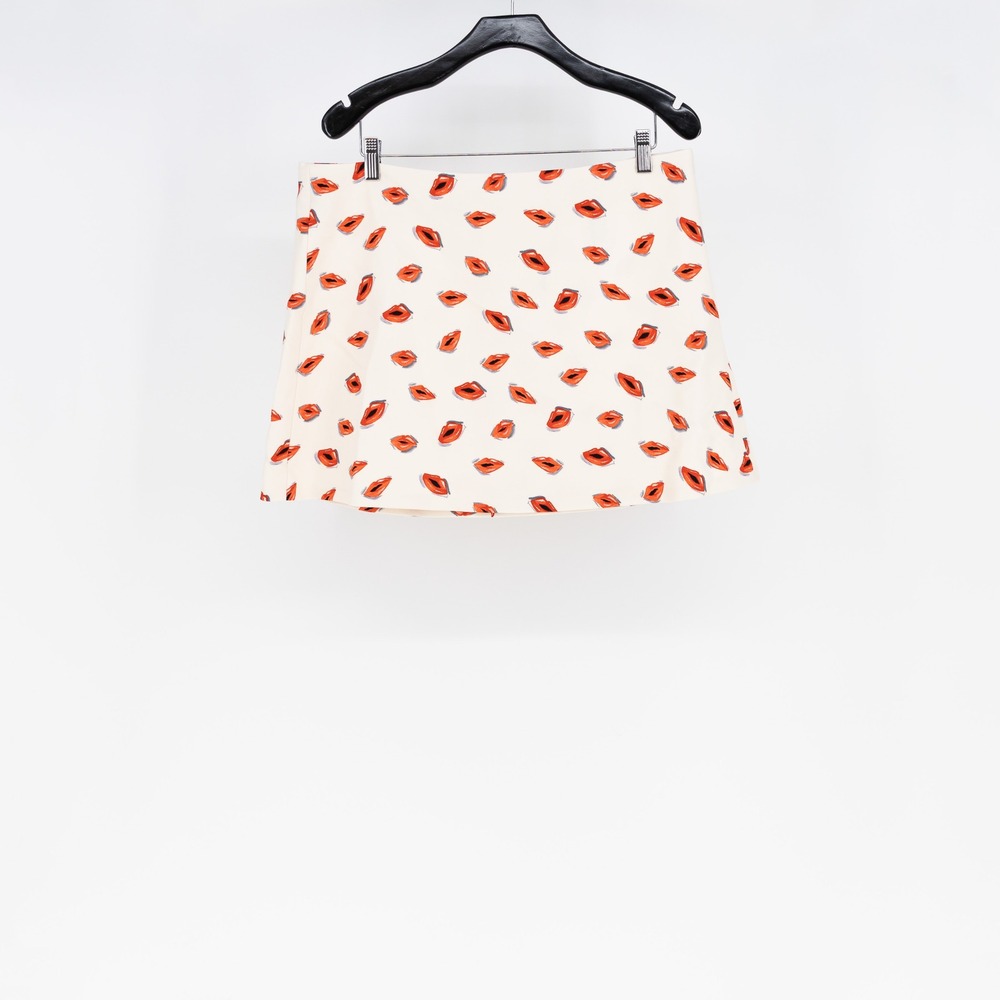 Zara Women's Crepe Kiss Lip Lipstick Flirty Print Pattern Mini Skirt XL